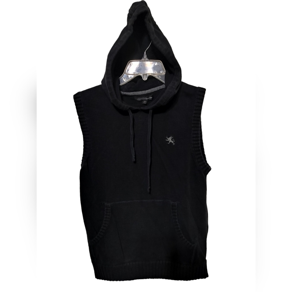 M422) Express Design Studio Black Knitted Hoodie Vest Size Small